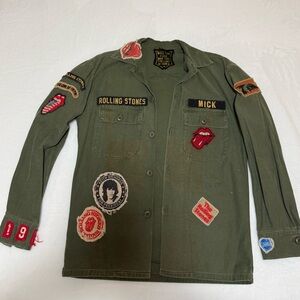 MadeWorn Olive Military Jacket with Bold Patches